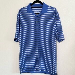 Nike Golf Men’s Polo Shirt Short Sleeve Wicking Striped Dri-Fit Blue Medium